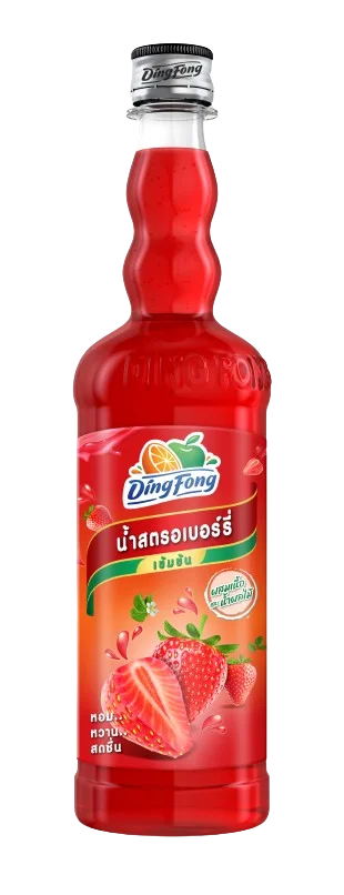 ขวดน้ำเชื่อมสตรอว์เบอร์รีเข้มข้นตราติ่งฟง